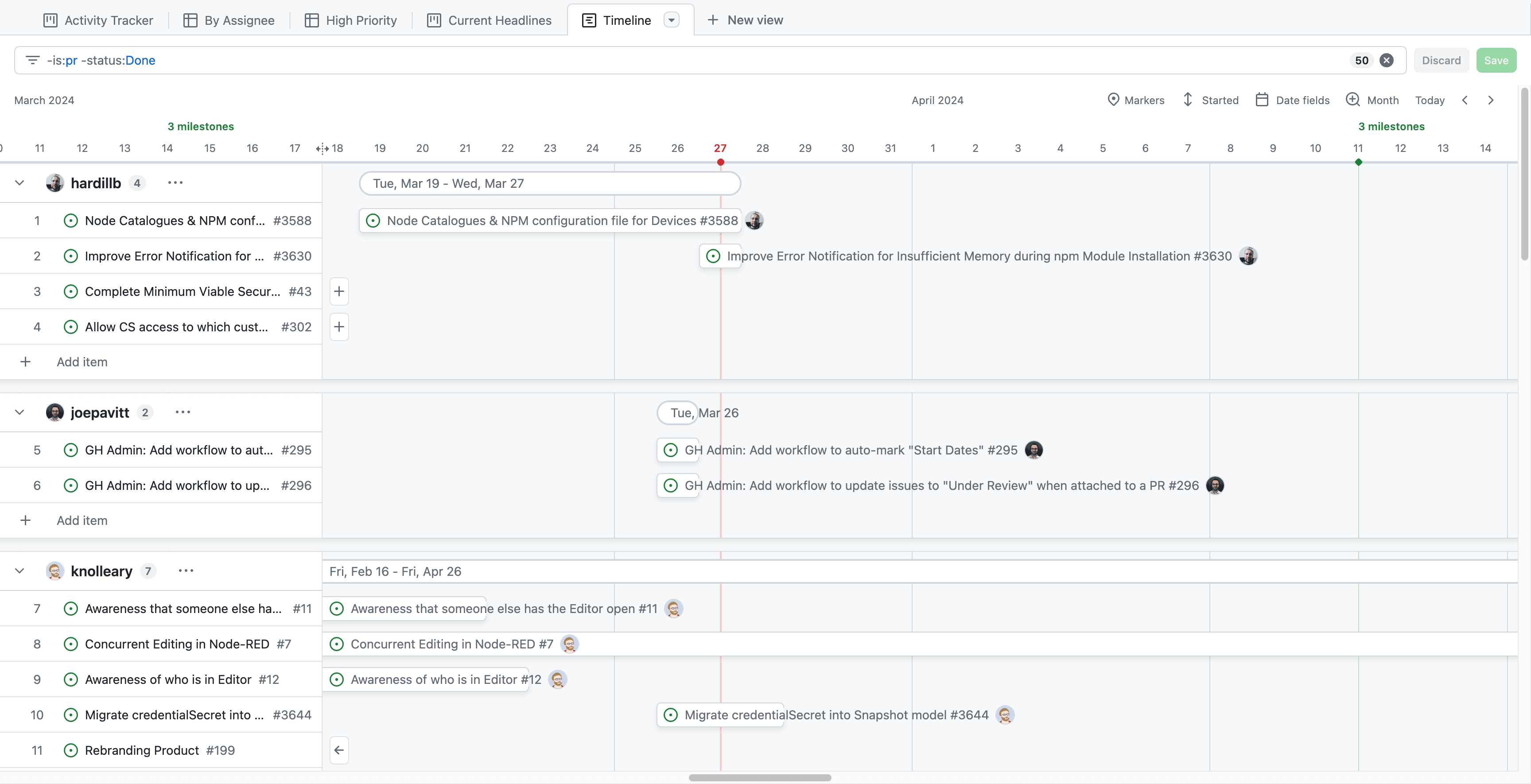 Development Board - Activity Tracker View